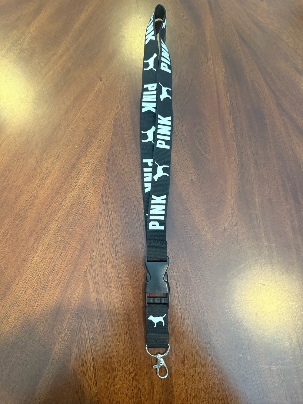 PINK Victoria's Secret Black and White Logo Lanyard